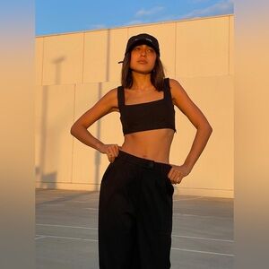 Princess Polly Huxley Black Crop Top in Black Size 4